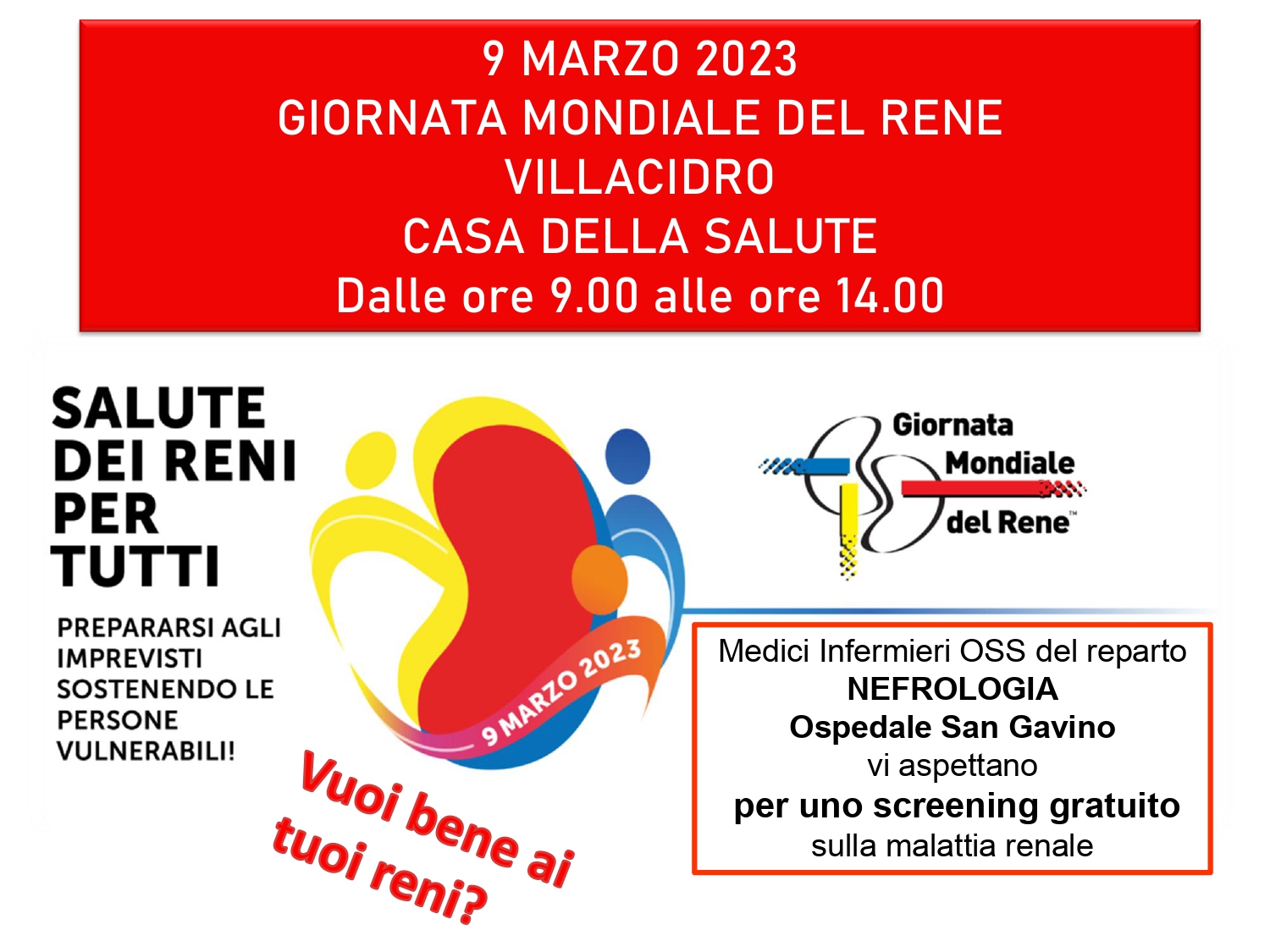 Giornata mondiale del rene, screening gratuito a Villacidro