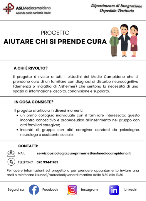 Al via la seconda edizione del Programma “Aiutare chi si prende cura” Al via la seconda edizione del Programma “Aiutare chi si prende cura”